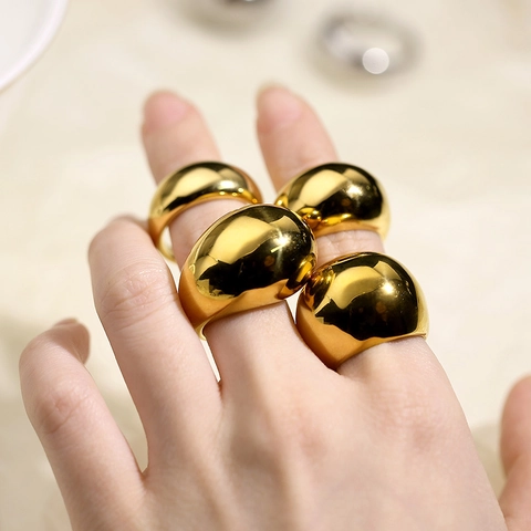 Anello A Cupola Minimalista In Acciaio Inossidabile Lucido A Specchio Fascia Geometrica Gioielli Di Moda Per Donne E Uomini