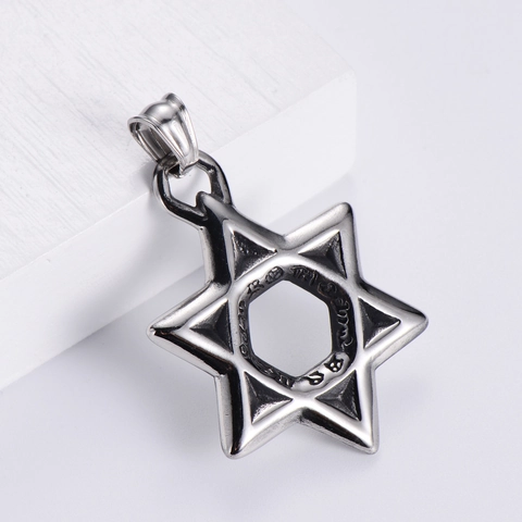 Collar Con Colgante De Hexagrama Estrella De David Acero Inoxidable 304 Estilo Gótico Punk Joyería Para Hombre Mujer