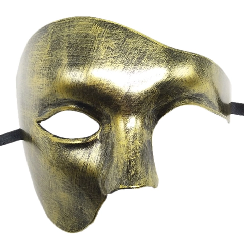 Half Face Mask Vintage Opera Style Masquerade Halloween Party Carnival Plastic Metallic Crackle Glitter Venetian Costume