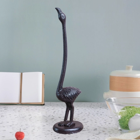 Vintage Cast Iron Animal Paper Towel Holder Flamingo Cat Owl Octopus Vertical Kitchen Roll Stand Rustic Metal Organizer