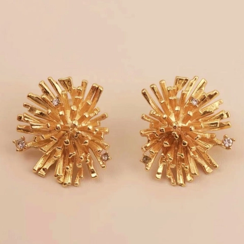 Fireworks Shape Stud Earrings With 925 Sterling Silver Earring Post Elegant Copper Rhinestone Jewelry For Women