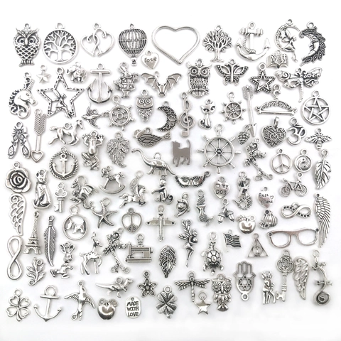 Mixed Zinc Alloy Charms Pendants Antique Silver Bronze Gold Enamel For DIY Jewelry Making Bracelet Necklace Crafts Retro