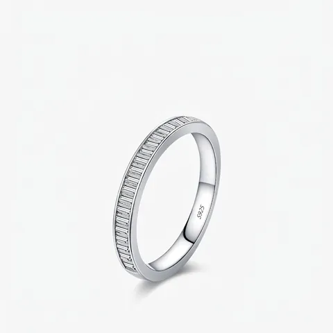 Moissanite Eternity Ring S925 Sterling Silver Baguette Cut D Color VVS1 Luxury Minimalist Wedding Band For Women
