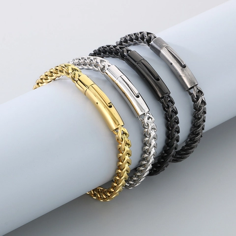Pulsera De Cadena De Trigo Minimalista De Acero Inoxidable Joyería Eslabones Spiga Dragon Bone Para Mujeres Hombres