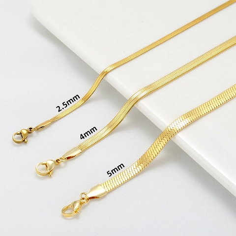 Collana a Lisca di Pesce in Acciaio Inossidabile Minimalista per Donna Oro Colore Acciaio Piatto Girocollo Regalo Gioielli