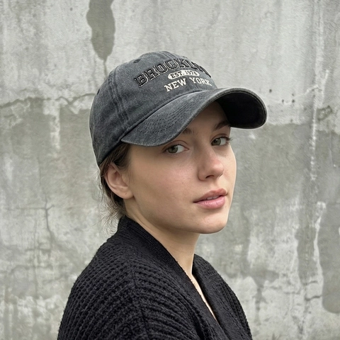 Vintage Washed Cotton Baseball Cap Embroidered Brooklyn Lettering Adjustable Retro Distressed Dad Hat For Men Women