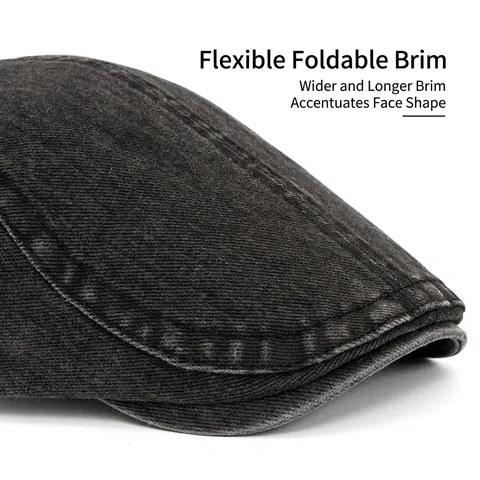 Gorra Plana Vintage Algodón Lavado Denim Ivy Sombrero Ajustable Retro Newsboy Para Hombres Mujeres Informal Protección Solar