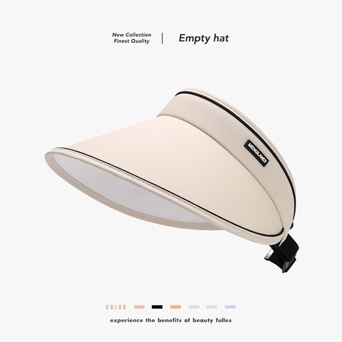 Visière Soleil Femme Protection UV Large Bord Respirant Été Plage Extérieur Casquette Ajustable Avec Corde Coupe-Vent