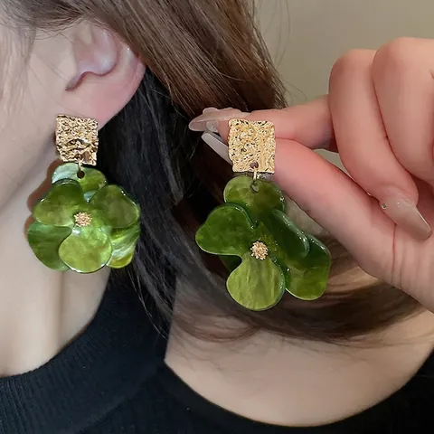 Orecchini Pendenti A Fiore In Resina Acrilica Con Perno In Argento Sterling 925 Gioielli Vintage Eleganti Per Donna