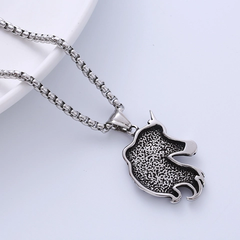 Collana Con Ciondolo Testa Di Unicorno Vintage In Acciaio Inossidabile 316L Gioielli Punk Hip Hop Da Uomo
