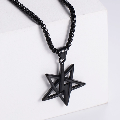 Collana Con Pendente Acciaio Inossidabile 304 Stella Fulmine Simbolo Meteo Stile Punk Hip Hop Per Uomo Donna
