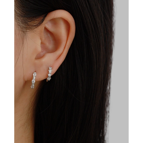 Orecchini Huggie A Stella Argento Sterling 925 Zirconia Cubica Gioielli Squisiti Dolci Minimalisti Per Donna