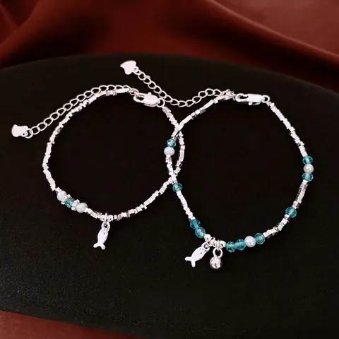 Minimalist Freshwater Pearl Bracelet With S925 Silver Tone Square Beads And Fish Pendant Adjustable Jewelry For Women