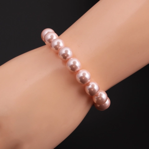 Round Shell Artificial Pearl Bracelet Elegant Beads Elastic Fashion Jewelry For Women Multi Color