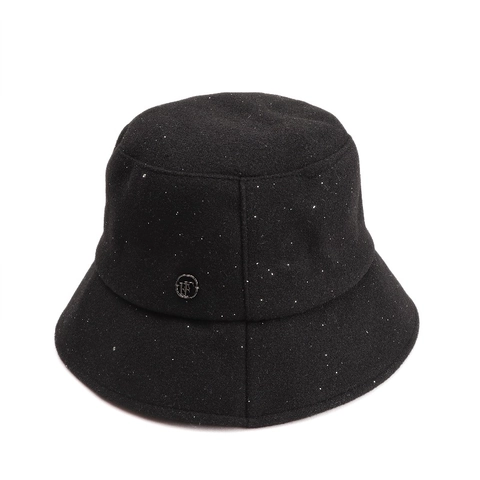 Sombrero De Pescador Mujer Mezcla De Lana Lentejuelas Brillo Parte Superior Plana Invierno Cálido Moda Logo De Metal