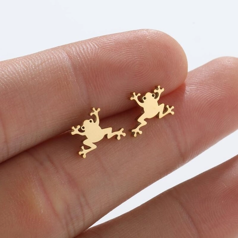 Süße Frosch Ohrstecker Edelstahl Tierform Minimalistischer Modeschmuck Für Damen Und Teenager