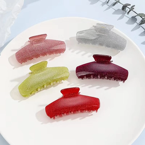Large Hair Claw Clip Acrylic Resin Glitter Shimmer Shark Clip Elegant Retro Simple Non Slip Hair Accessory For Women