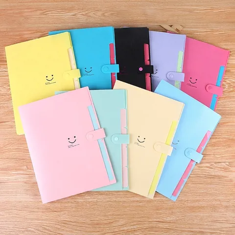 Trieur À Soufflets Plastique PP Organisateur Documents Accordéon Fermeture À Pression Onglets Sourire Multicolore