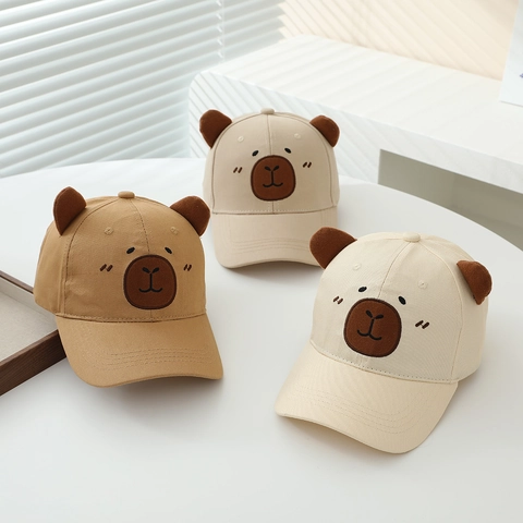 Gorra De Béisbol Niños Oso Dibujos Animados Orejas 3D Bordado Mezcla Algodón Ajustable Sombrero Sol Para Niños Y Niñas