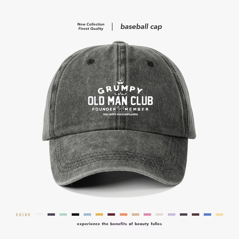 Καπέλο Μπέιζμπολ Grumpy Old Man Club Πλυμένο Βαμβάκι Ρετρό Καπέλο Ήλιου Ρυθμιζόμενο Αναπνεύσιμο Casual Vintage Για Άνδρες