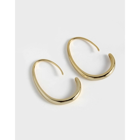Orecchini a Bottone a Forma di C in Argento Sterling 925 Minimalista per Donna Stile Coreano Oro Platino Placcato Gioielli