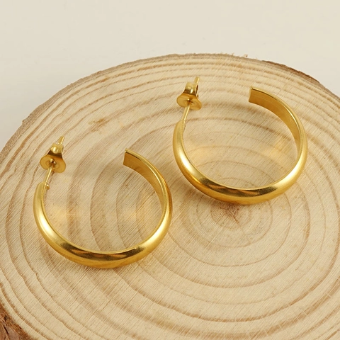 Minimalistische C-Vorm Hoops Oorbellen Voor Dames Roestvrij Staal 18K Verguld Geometrisch Dik Lichtgewicht Mode Sieraden