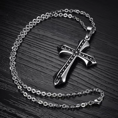 Cross Pendant Necklace Retro Gothic Titanium Steel Alloy Hip Hop Vintage Fashion Jewelry For Men Unisex