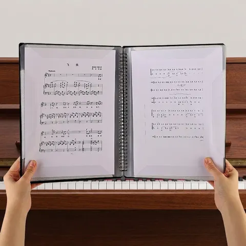 Dossier De Partitions PP Anti Reflet Reliure Spirale Note De Musique G-Clef Porte Partition Piano
