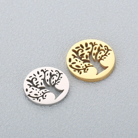Colgante Árbol De La Vida Acero Inoxidable Calado Redondo Circular Amuleto Para Creación De Joyas Accesorios DIY
