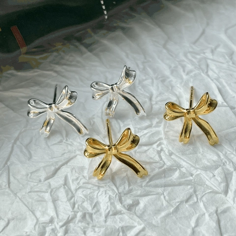 Pendientes de Botón de Lazo de Cobre Elegante Con Poste de Plata de Ley 925 para Mujer Joyería Delicada de Lujo Ligero