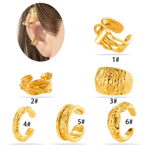 Ear Cuffs Sans Perçage Cuivre Métal Texturé Forme C Boucles D'oreilles Cartilage Femmes Bijoux De Mode