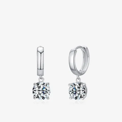 Orecchini A Cerchio Pendenti In Moissanite Argento Sterling 925 Taglio Brillante Rotondo Da Donna Gioielli Eleganti