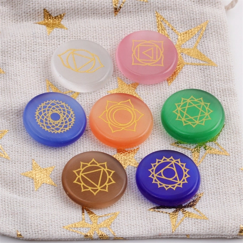 Pietre Guarigione Chakra Cristallo Naturale Agata Simboli Incisi Meditazione Yoga Arredamento Energia Equilibrata Con Sacchetto Coulisse