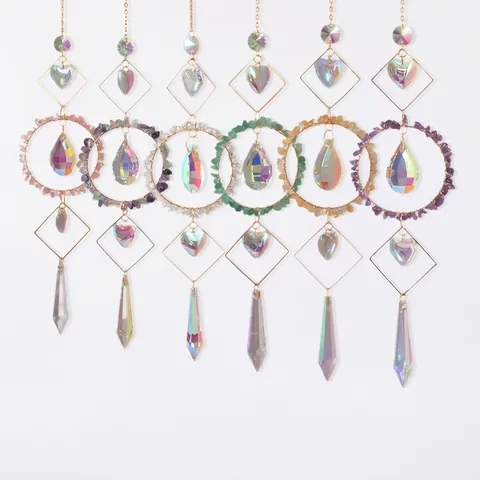 Kristallen Zonvanger Windgong Natuursteen Metaal Regenboog Prisma Maker Tuin Raam Decor Modern Boho Ornament Cadeau