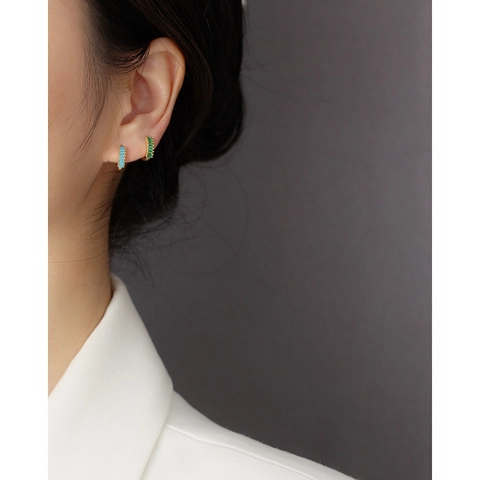 925 Sterling Silver Rectangular Zirconia Stud Earrings Fashion Geometric Huggie Hoop Earrings For Women Jewelry Gift
