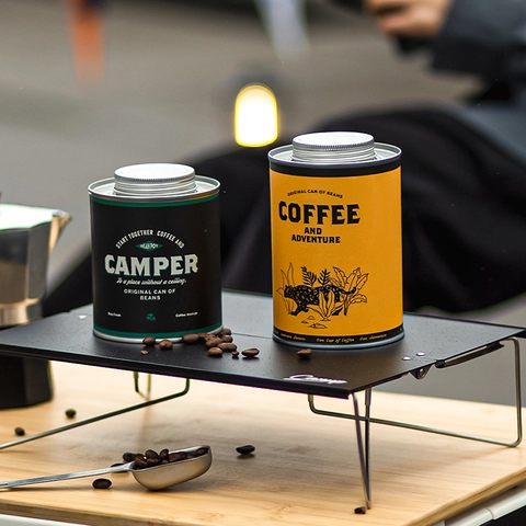 Coffee Bean Canister Tinplate Airtight Sealed Storage Jar With Exhaust Valve Portable Camping Vintage Style