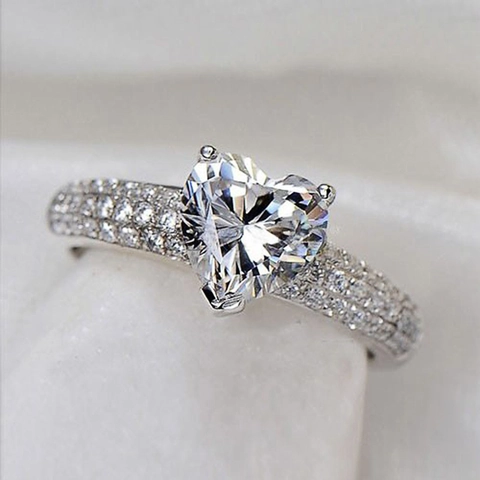 Anillo In Zirconia A Forma Di Cuore Rame Micro Pavé Fidanzamento Matrimonio Sposa Gioielli Moda Per Donne Elegante