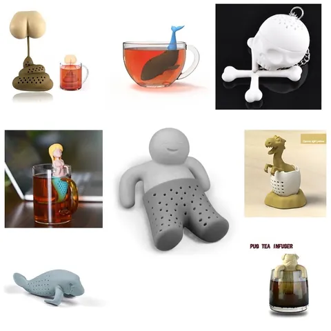 Funny Creative Tea Infuser Food Grade Silicone Spoof Poop Butt Shape Tea Strainer Novelty Quirky Leaf Filter Gadget