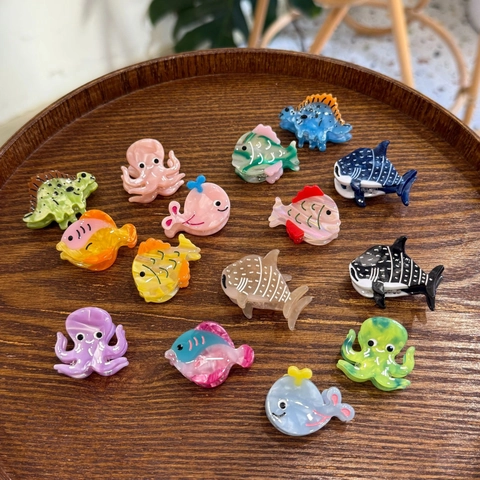 Mini Acetate Hair Claw Clips Cute Ocean Animal Octopus Whale Shark Dinosaur Small Hairpins For Women Girls Y2K Style