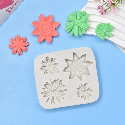 Bloem Siliconen Mal 3D Madeliefje Zonnebloem Vorm Voor Fondant Taart Decoreren DIY Zeep Kaars Maken Hars Ambacht