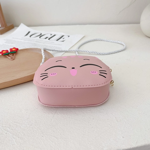 Lindo Bolso Bandolera Para Niños Con Forma De Gato Cuero PU Mini Monedero Para Niñas Niños Pequeños Informal