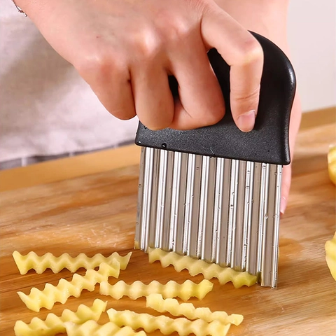 Taglierina Ondulata In Acciaio Inossidabile Coltello Per Verdure Tritapatate Per Patatine Fritte Con Manico Ergonomico