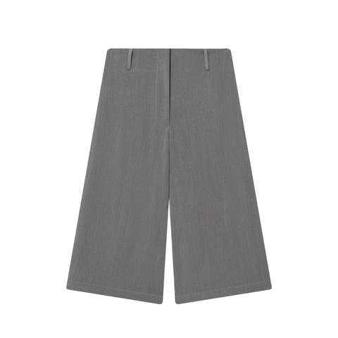 Pantaloncini Larghi Casual Da Donna Vita Alta Grigio Poliestere Eleganti Gonna Pantalone Ufficio