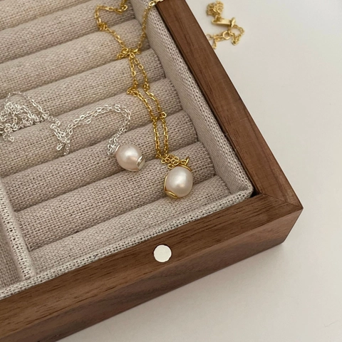 Minimalist Single Artificial Pearl Pendant Necklace Elegant 925 Sterling Silver Chain Jewelry For Women Daily Wear Style