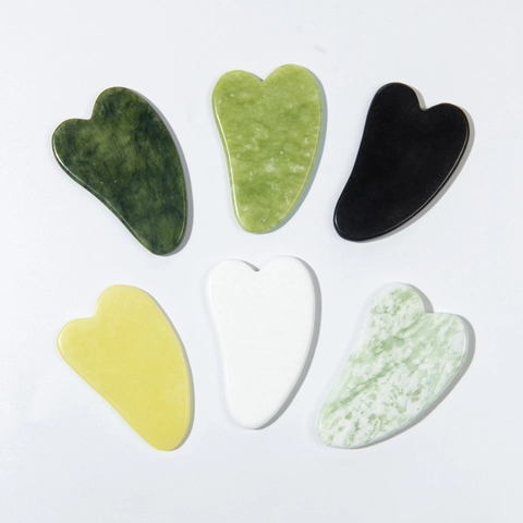 Natural Xiuyan Jade Gua Sha Scraping Board Heart Shaped Facial Massager For Body Meridian Relaxing Skin Care Massage