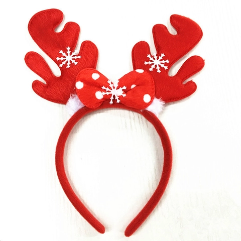 Christmas Reindeer Antler Headband Plastic Non-Woven Fabric Bells Holly Berries Xmas Party Cosplay Hair Accessory