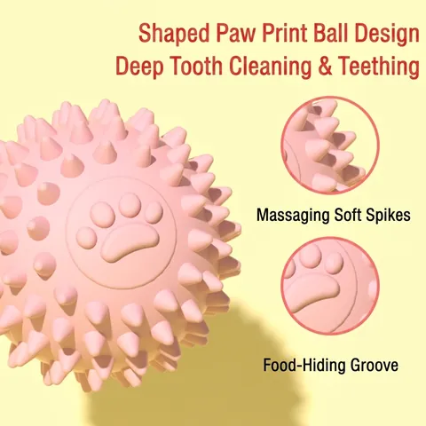 Dog Toy Ball TPR Spiky Molar Teeth Cleaning Interactive Chew Toy Paw Print Design Durable Fetch Play For Dogs Colorful
