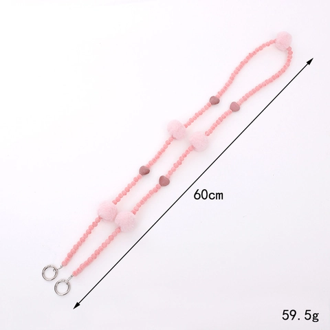 Süßer Plüschball Herz Perlen Bag Strap Umhängetasche Handy Lanyard Samt Beflockte Perlenkette Für Damen Handtaschen Zubehör