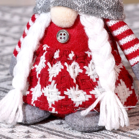 Christmas Gnome Plush Faceless Doll Knitted Nordic Rudolph Gonk With Long Beard Braids Desktop Ornament Festive Decor