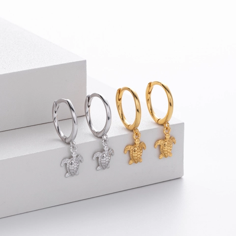 Sea Turtle Hoop Earrings 925 Sterling Silver Ocean Marine Animal Dainty Huggie Jewelry For Women